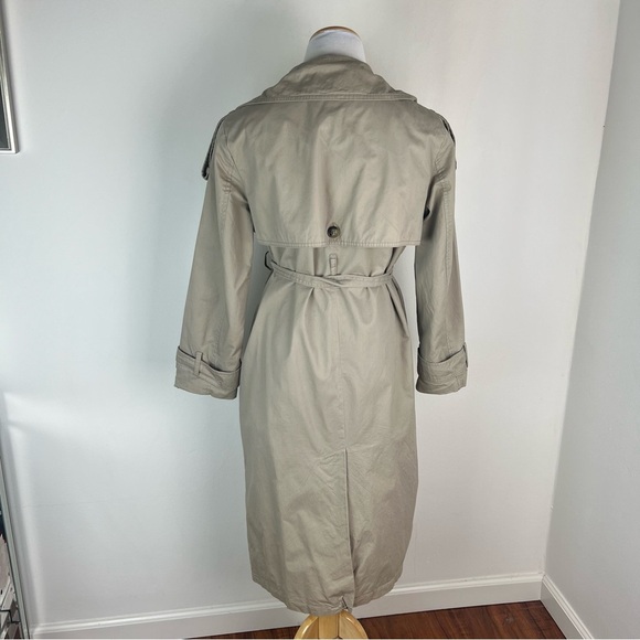 Banana Republic Solid Classic Twill Trench Coat Sanded Khaki Size Small Petite - Picture 5 of 9